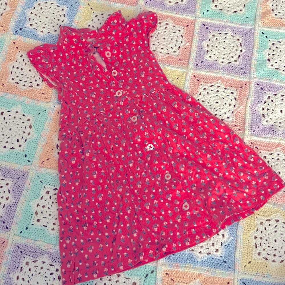 Floral Cotton Sundress 18 months Girl’s Button Down Casual Dress School Play
